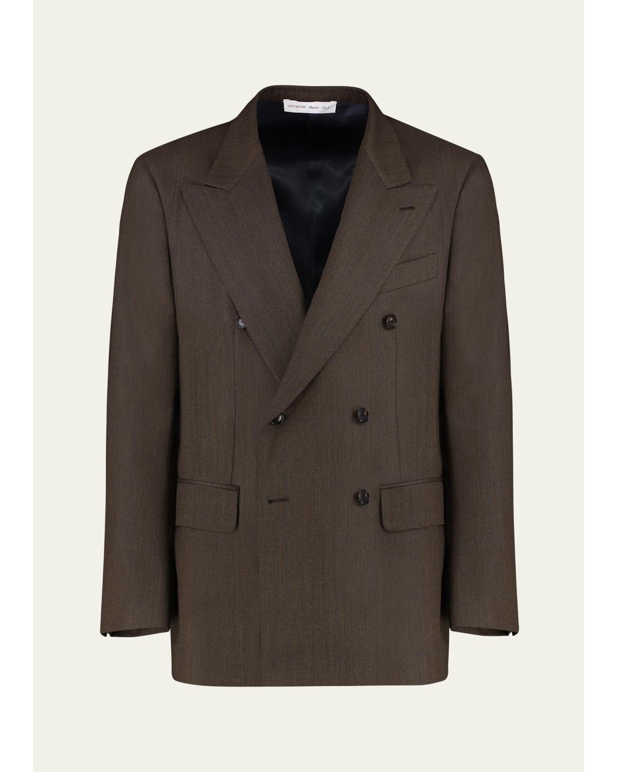 Men'S Pietro Melange Wool Double-Breasted Blazer