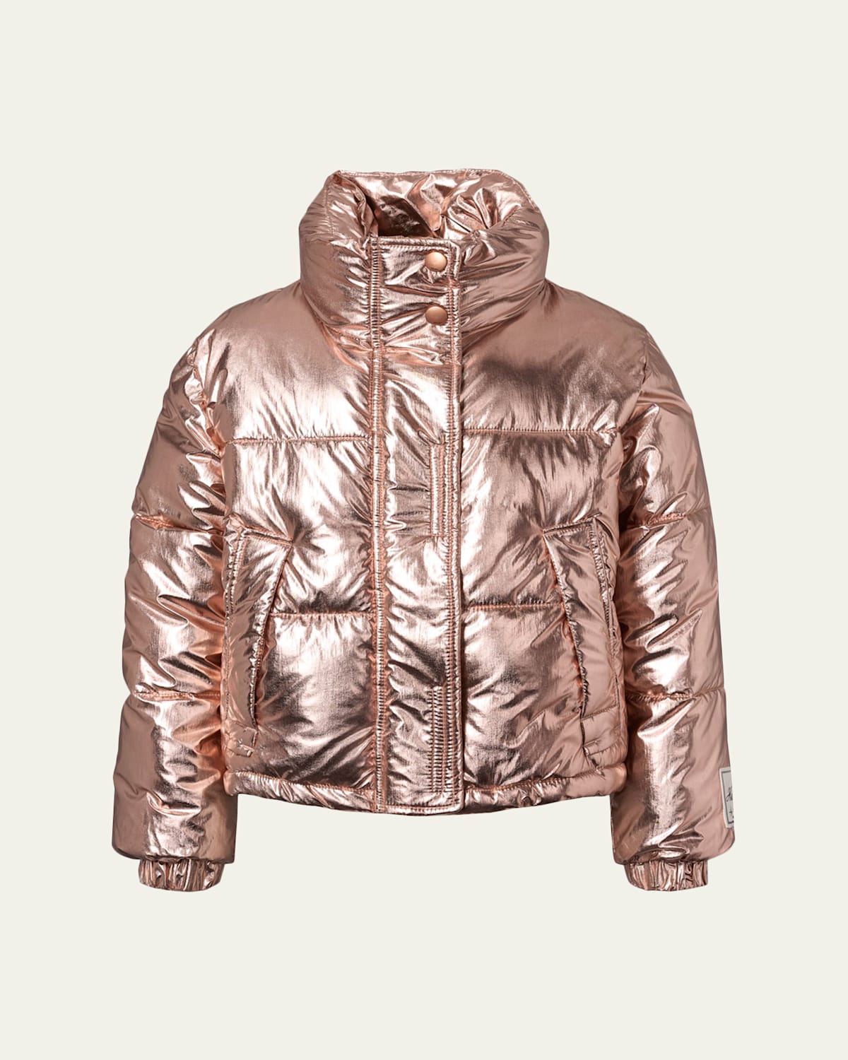 Molo Kid's Hansine Metallic Quilted Jacket In Brown