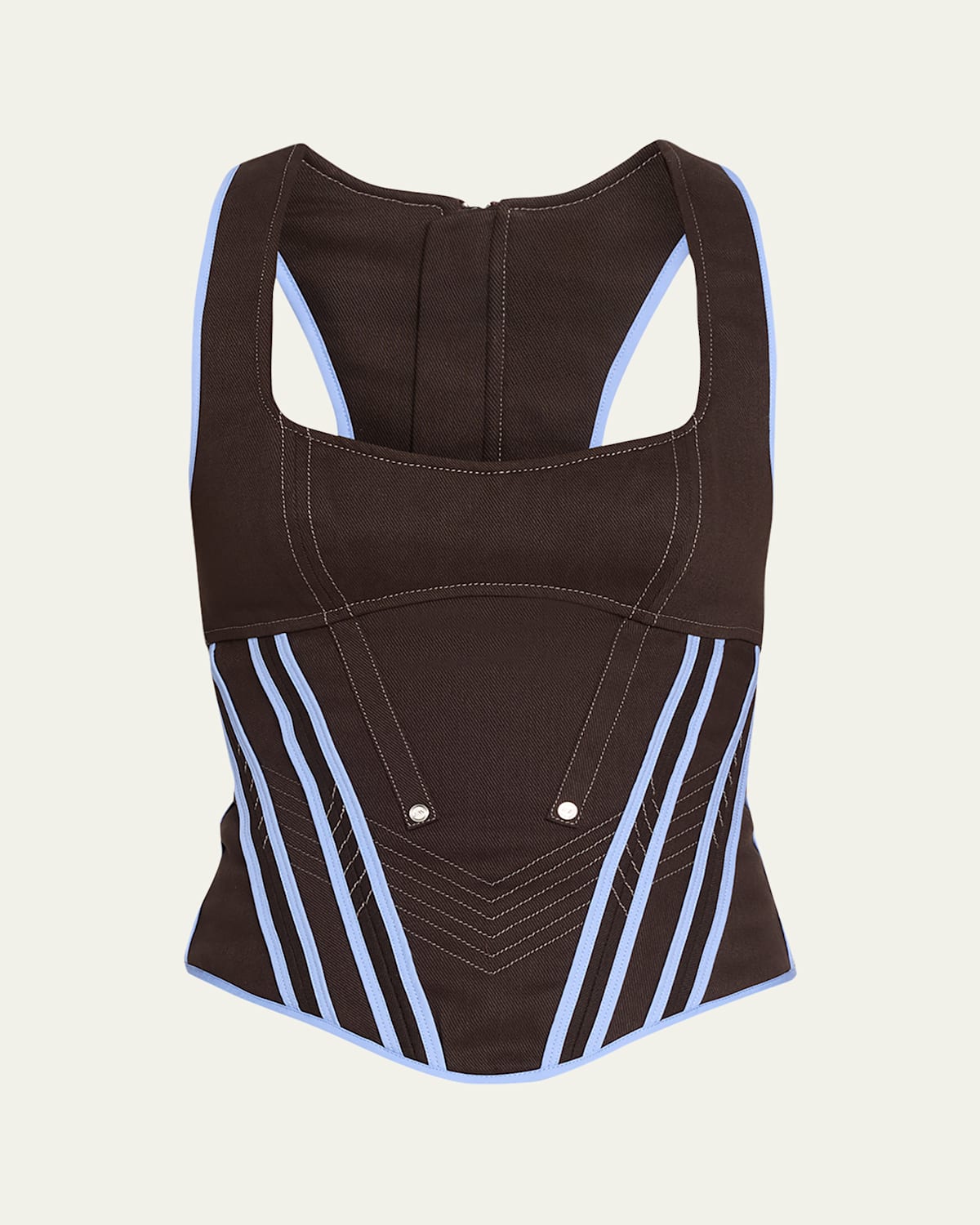 Jane Wade Raceback Denim Bustier Top In Brown