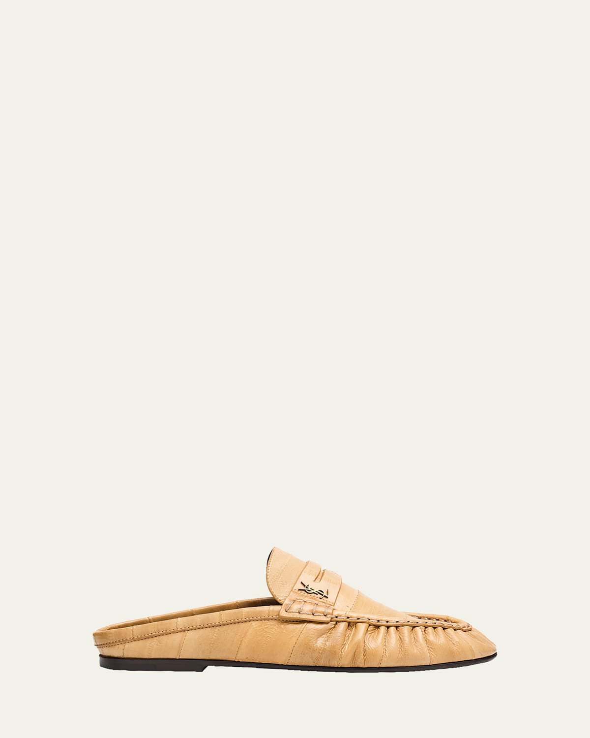 Saint Laurent Le Loafer Eel Leather Penny Loafer Mules In Sand
