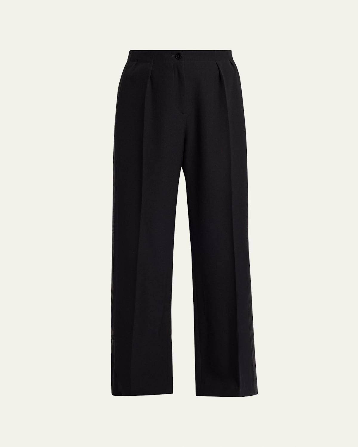 The Row Felicita Double Pleated Wide-leg Tuxedo Pants In Black