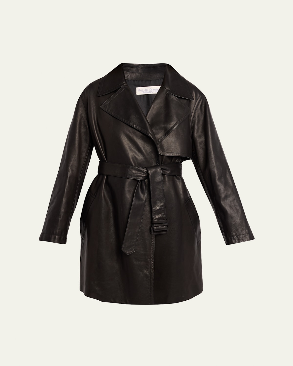 The Row Siempra Leather Wrap Trench Coat In Black