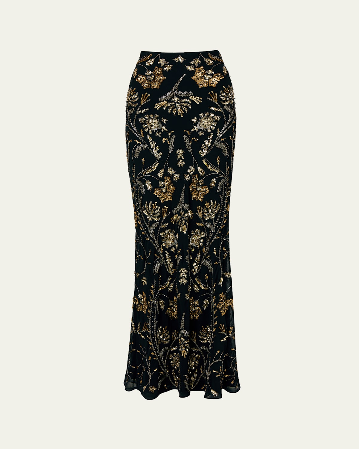 Veronica Beard Medina Hand-beaded Georgette Skirt In Gold