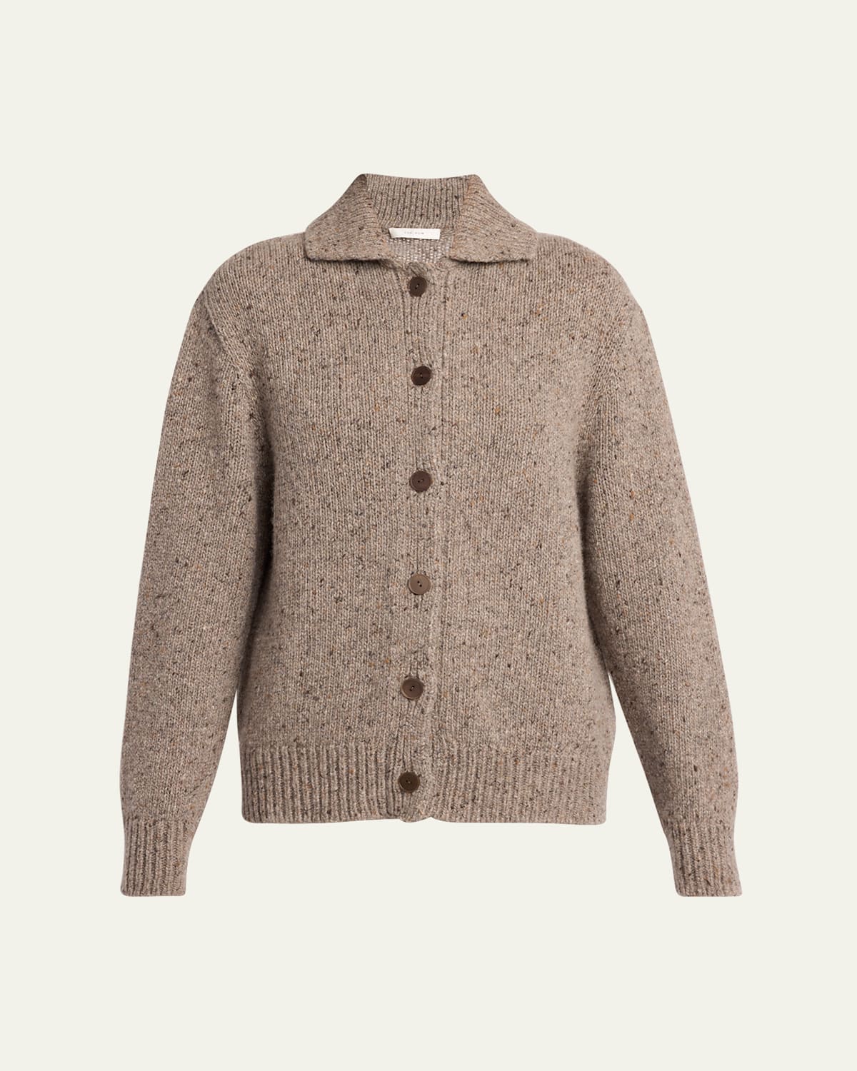 The Row Mauri Cashmere Collared Cardigan In Brown