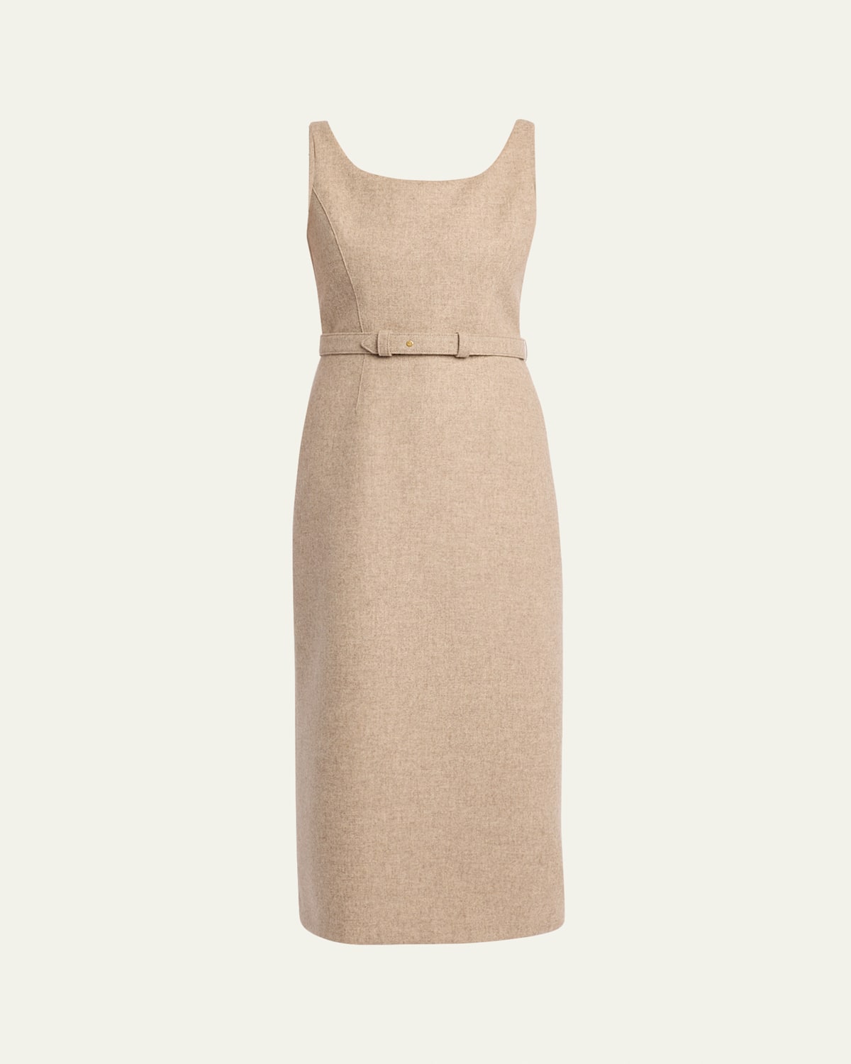 The Row Vadira Sleeveless Belted Wool Midi Dress In Sand