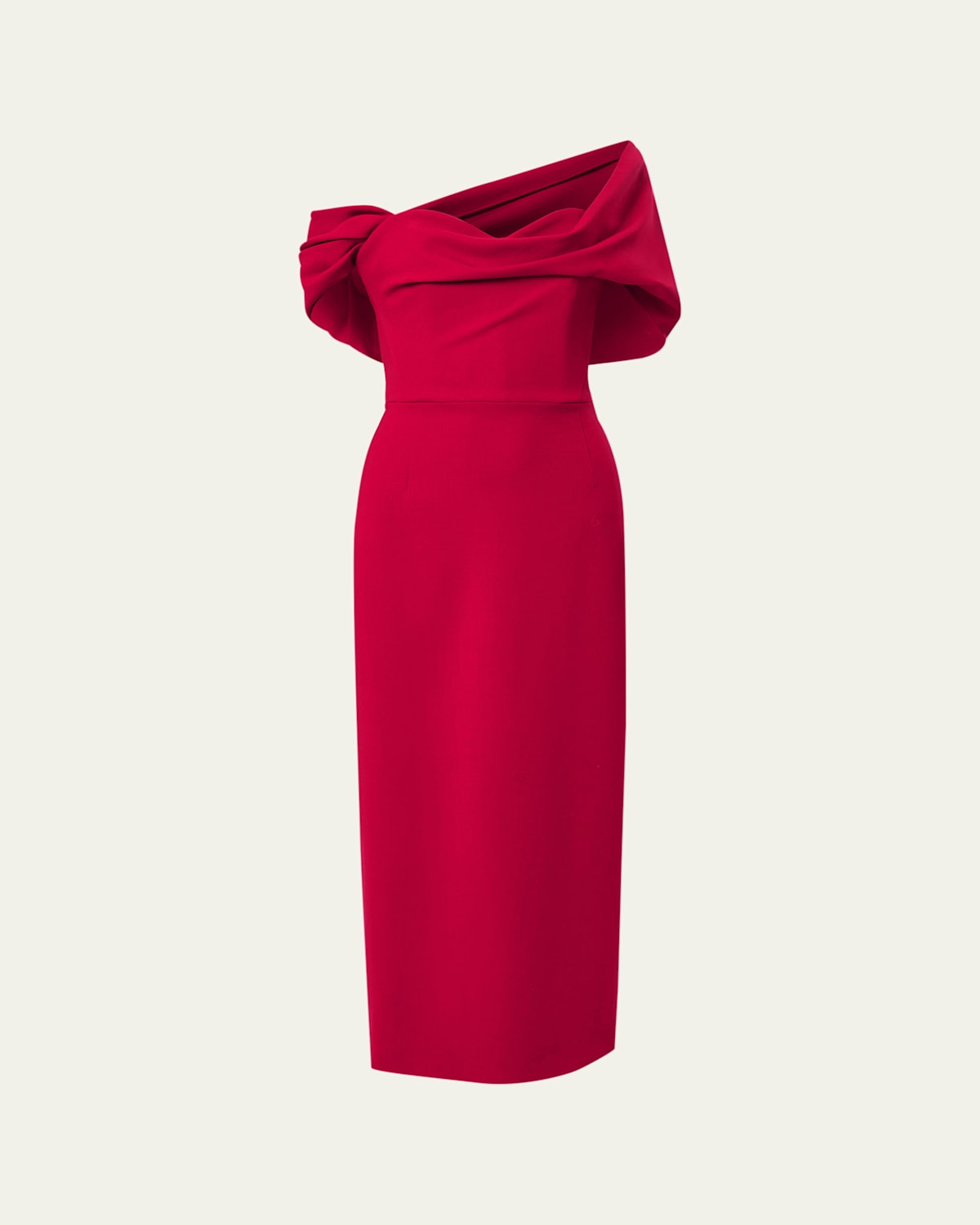 Carolina Herrera Draped Off-the-shoulder Midi Dress In Burgundy