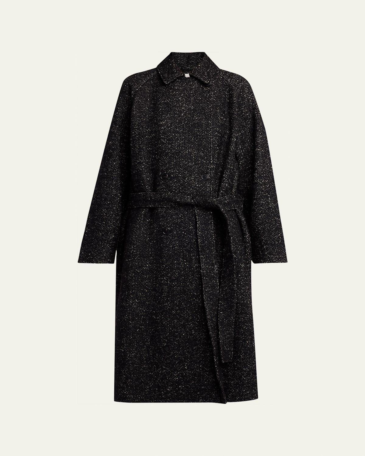 The Row Macaria Belted Wool Oversized Coat In Black