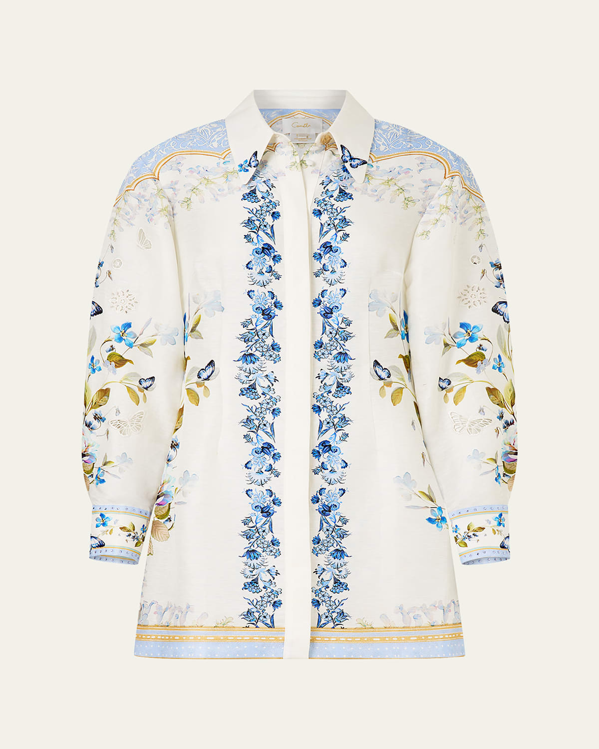 Camilla Botanical Ballads Mini Shirtdress In White