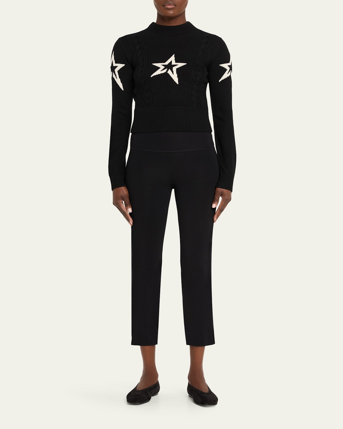 Cropped Cable-Knit Star Sweater