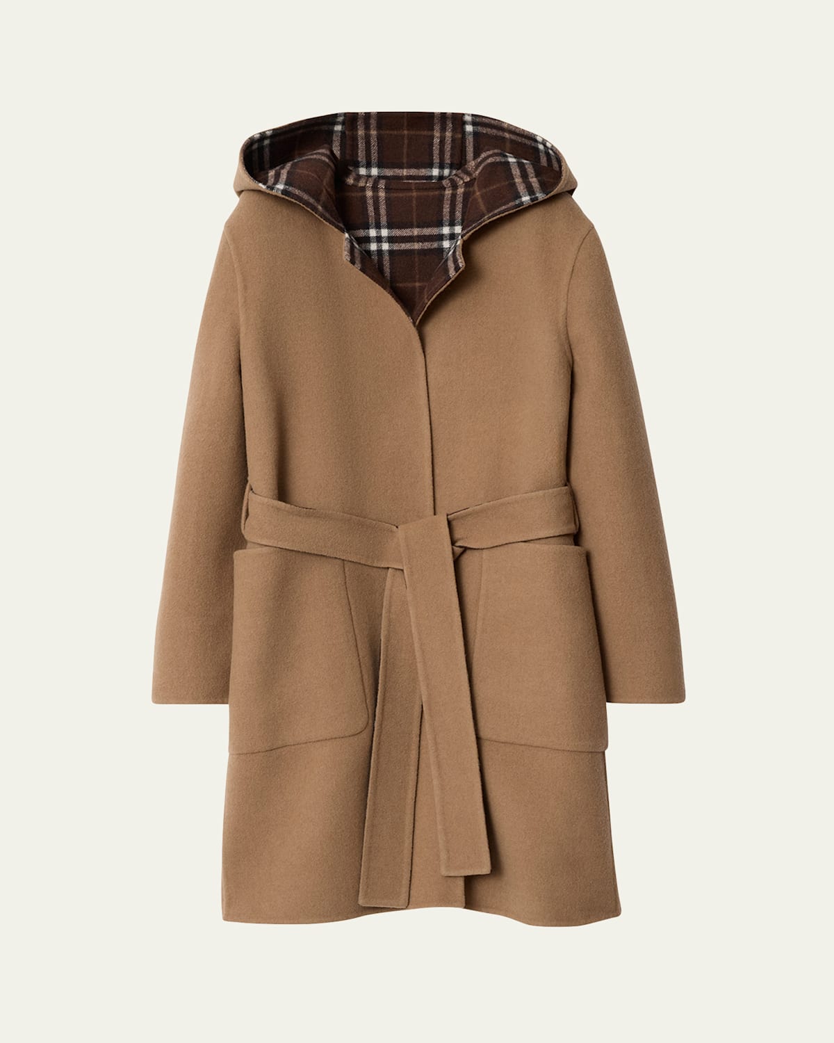 Burberry Hampshire Reversible Hooded Wrap Coat In Brown
