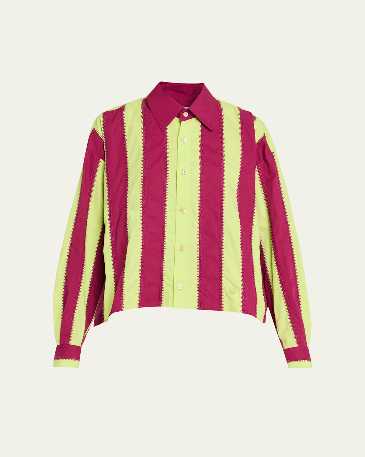 Diotima Mossman Stripe Embroidered Button-down Shirt