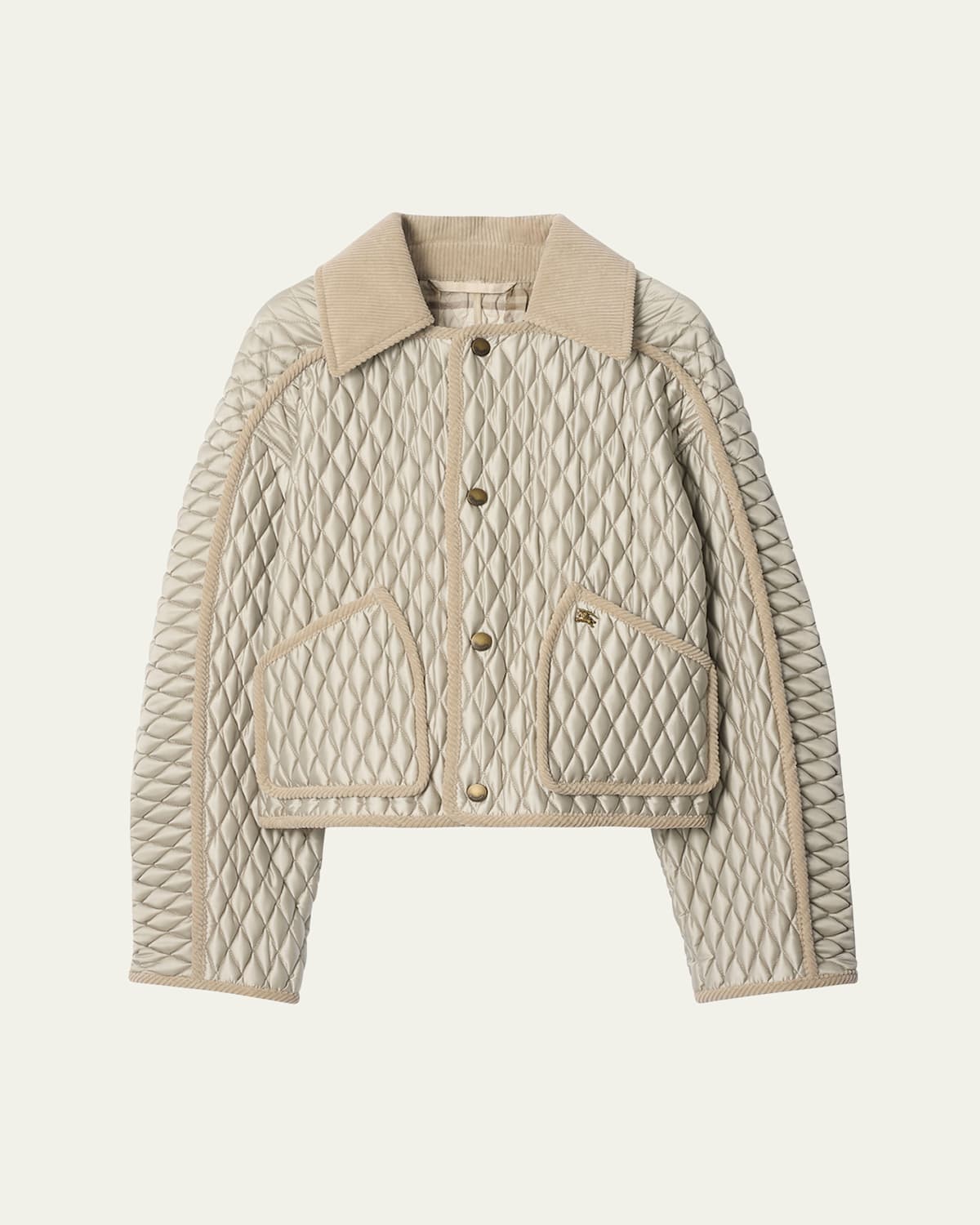 Burberry Floriston Quilted Corduroy-trimmed Jacket In White