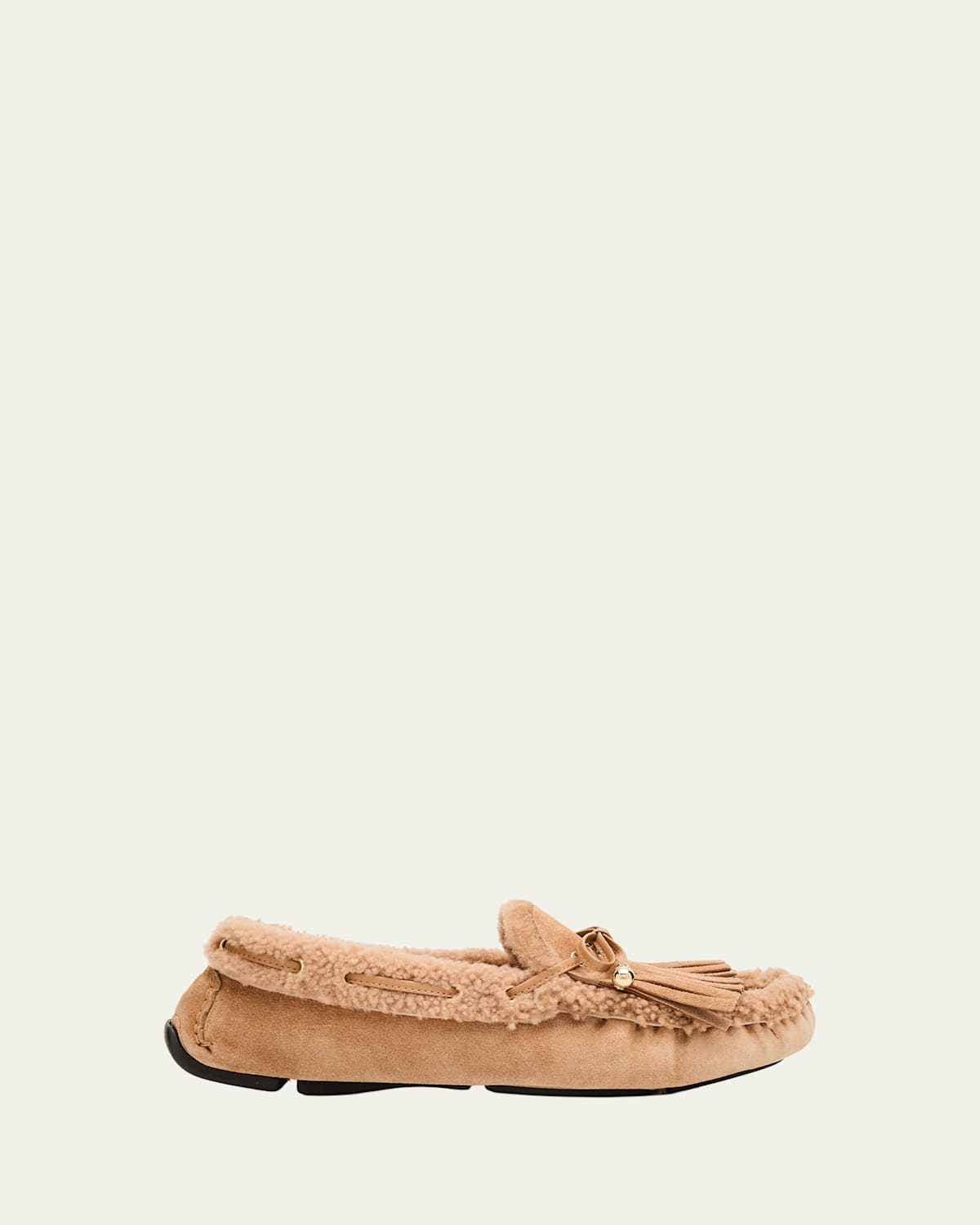 Jimmy Choo Manon Velvet Suede Loafers With Shearling In Brown