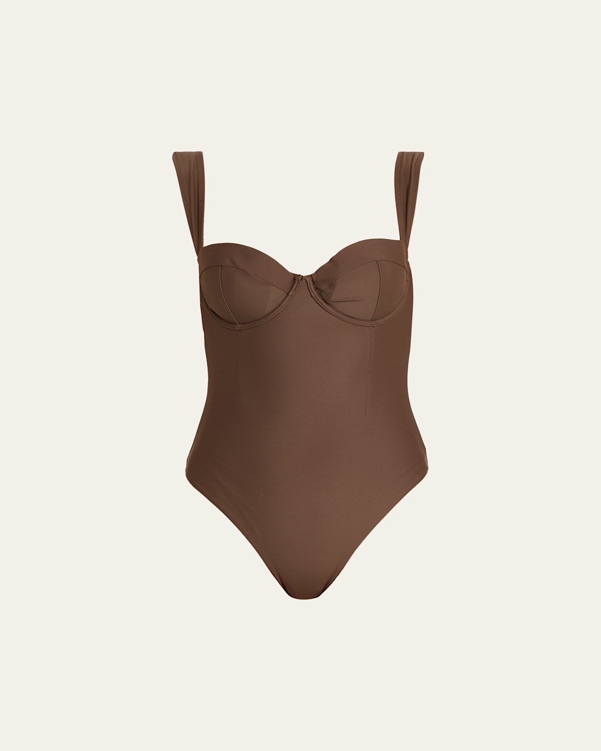 Simkhai Kyle Bustier One-piece Swimsuit In Brown