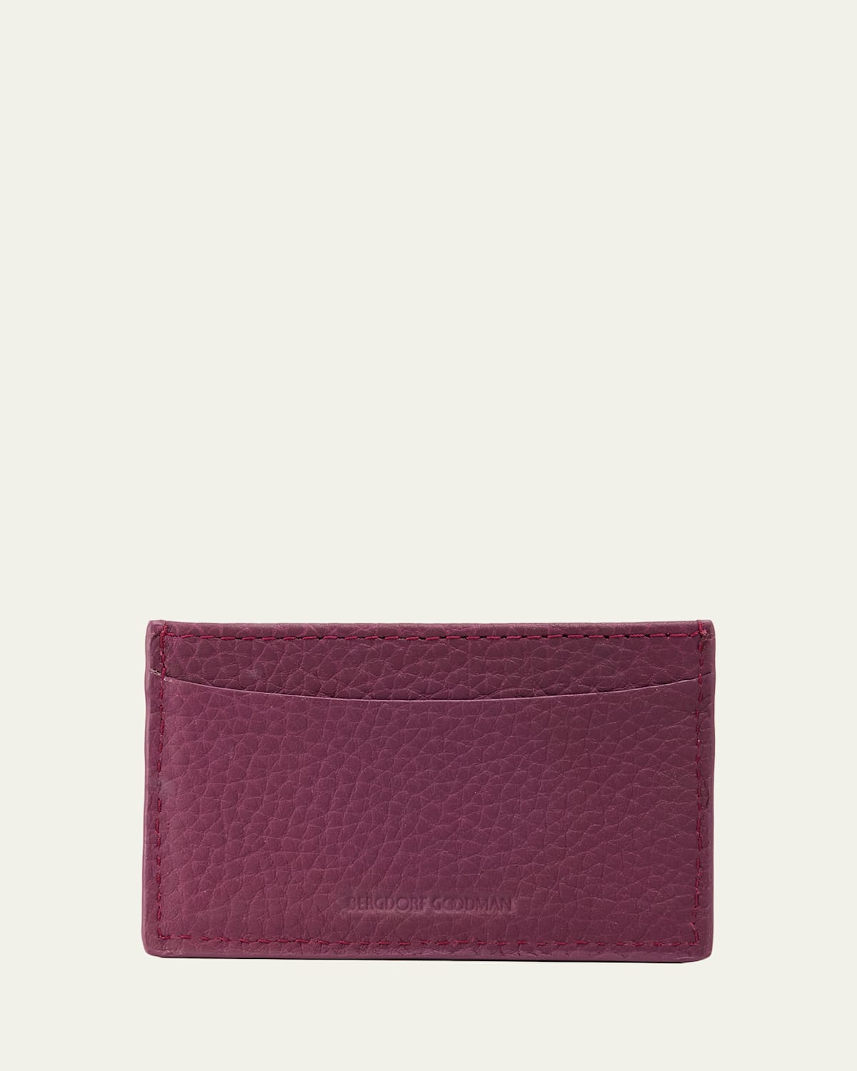 Graphic Image Slim Leather Card Case In Burgundy