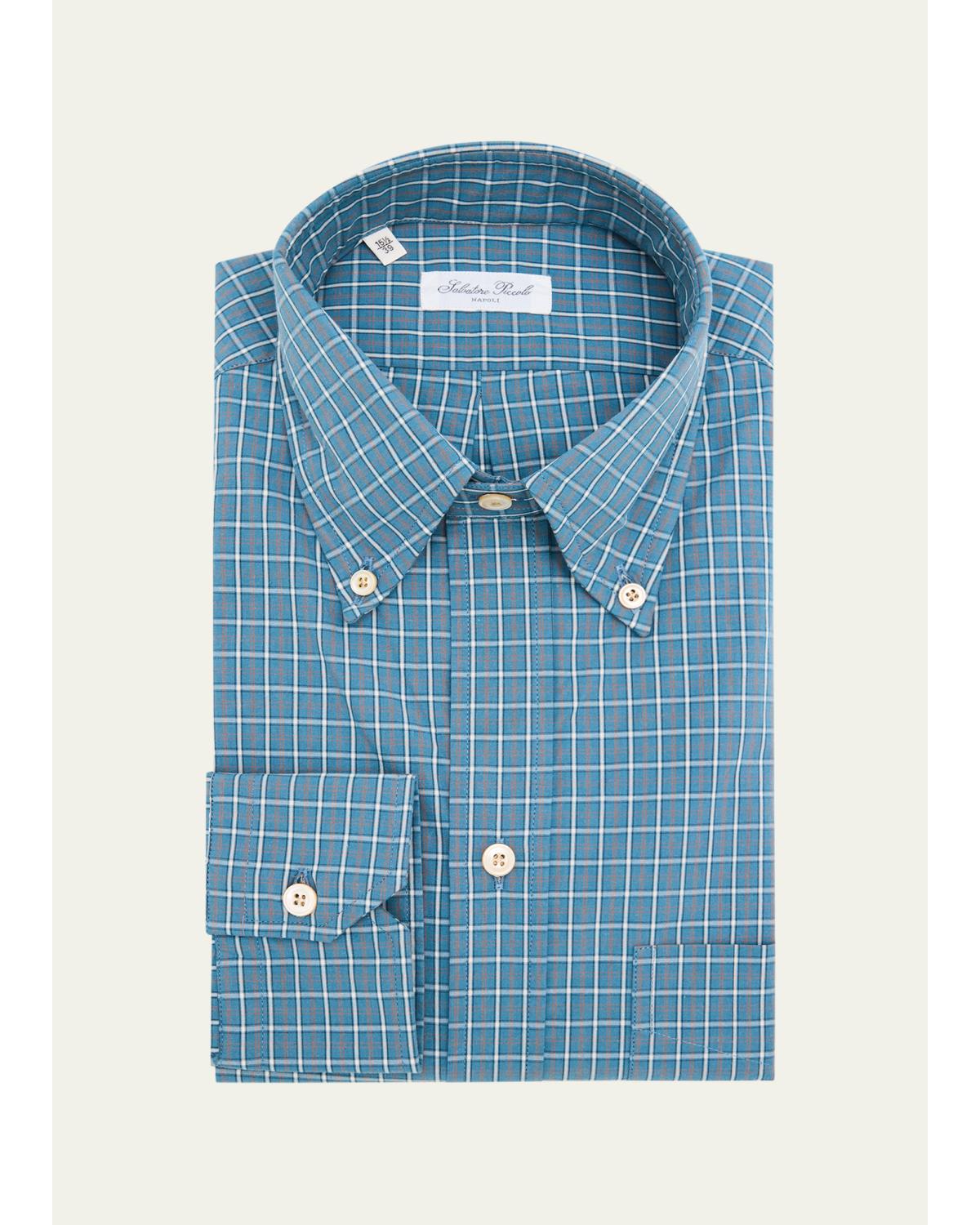 Men'S Cotton Plaid Pocket Button-Down Shirt