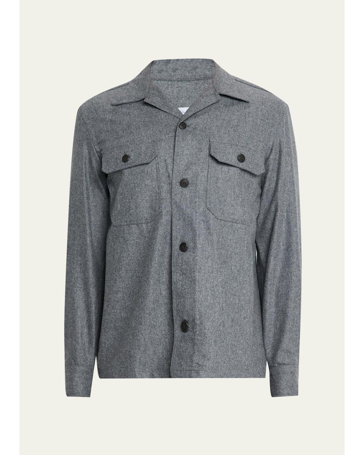 Men'S Wool Double-Pocket Overshirt
