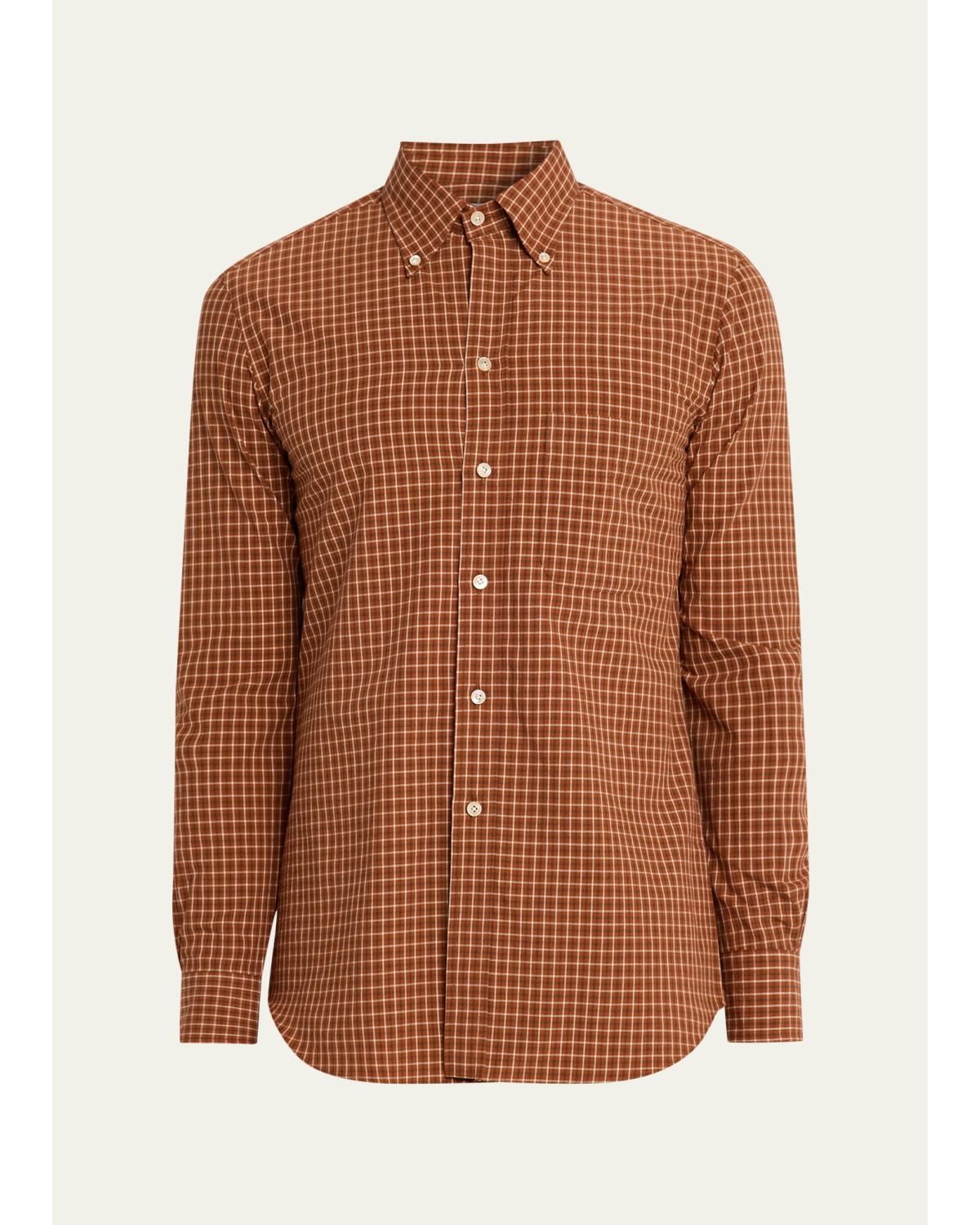 Men'S Cotton Windowpane Plaid Sport Shirt