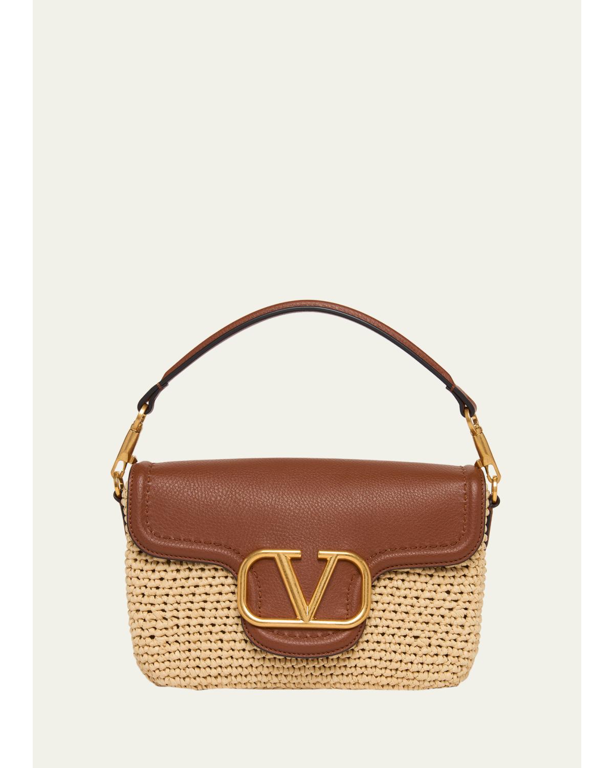 Viscose Raffia & Leather Top-Handle Bag