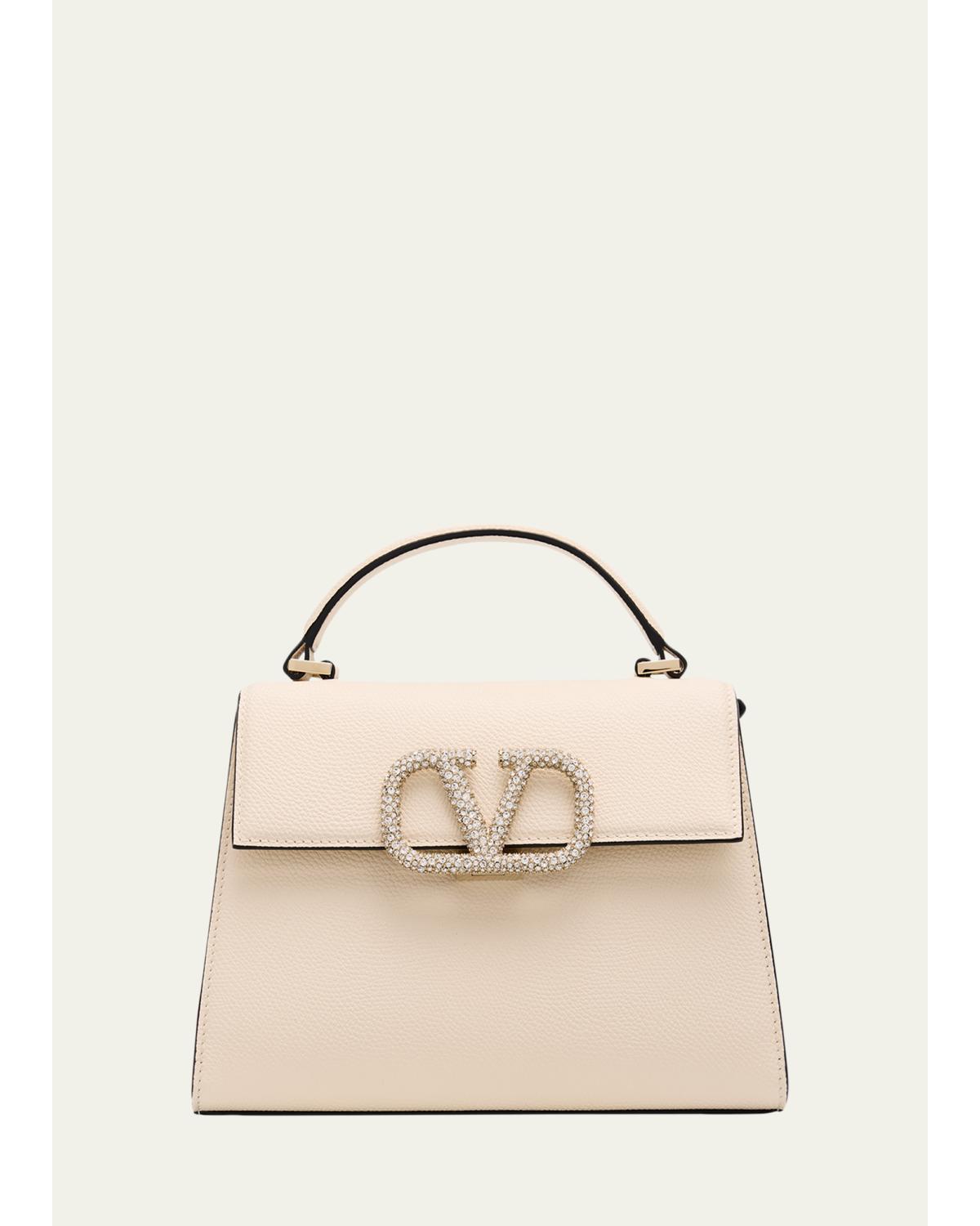 Vsling Small Leather Top-Handle Bag with Jewel VLogo