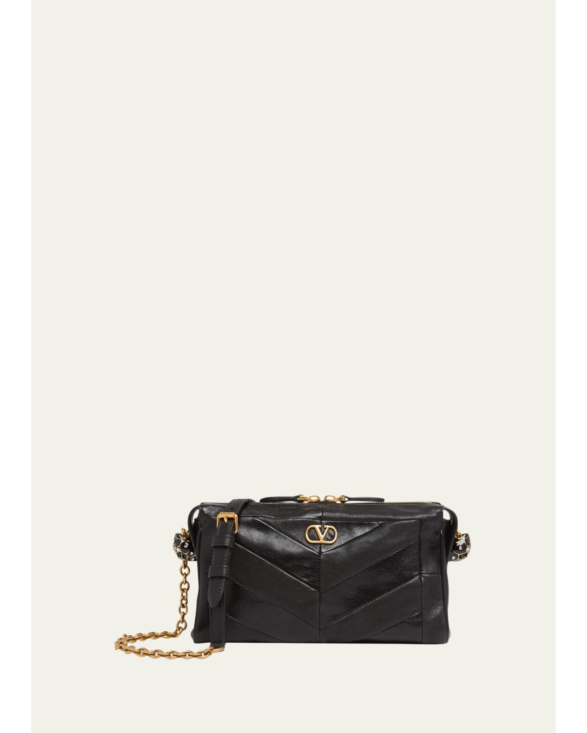Small Chevron Patchwork Leather Shoulder Bag