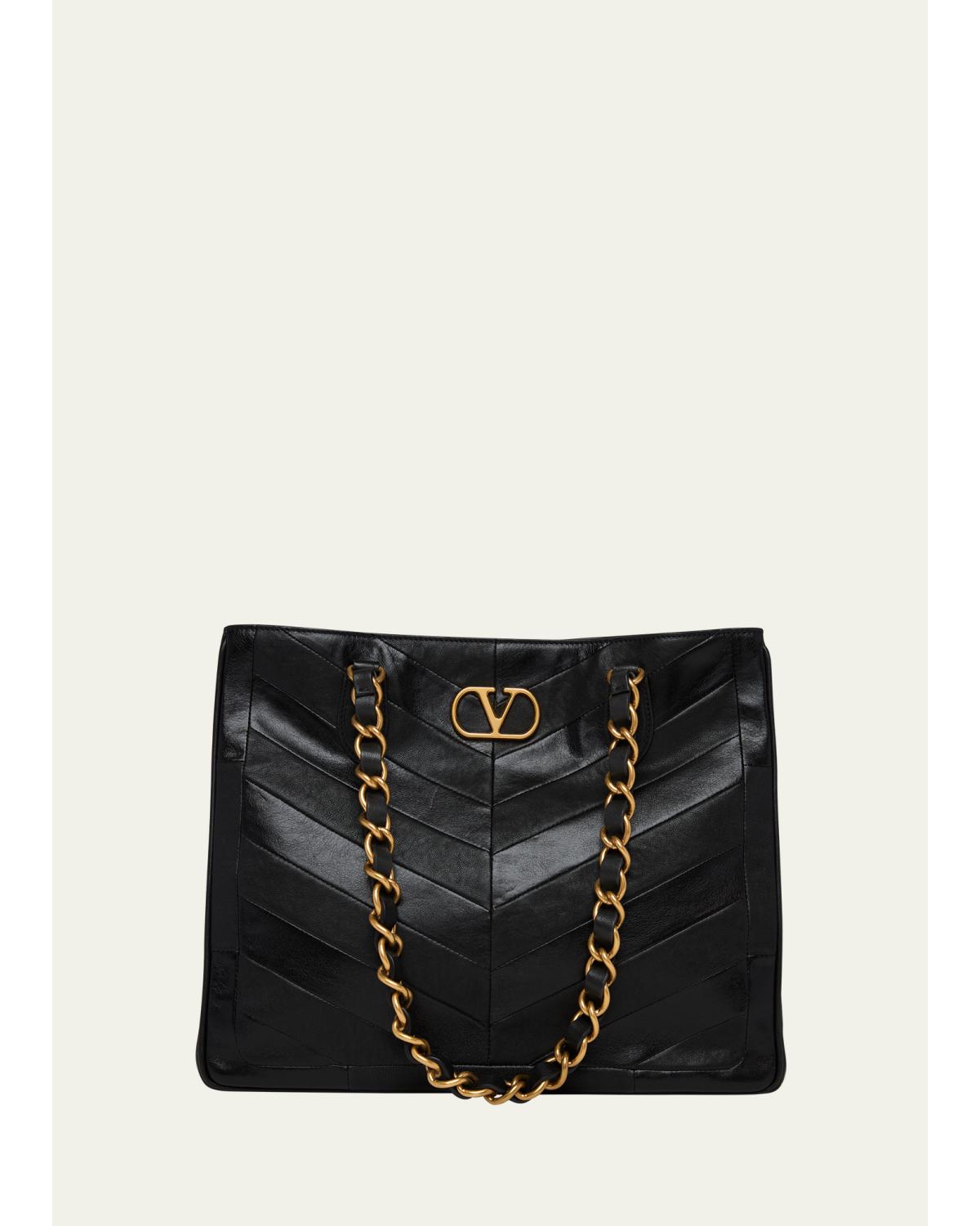 Chevron Patchwork Nappa Leather Tote Bag