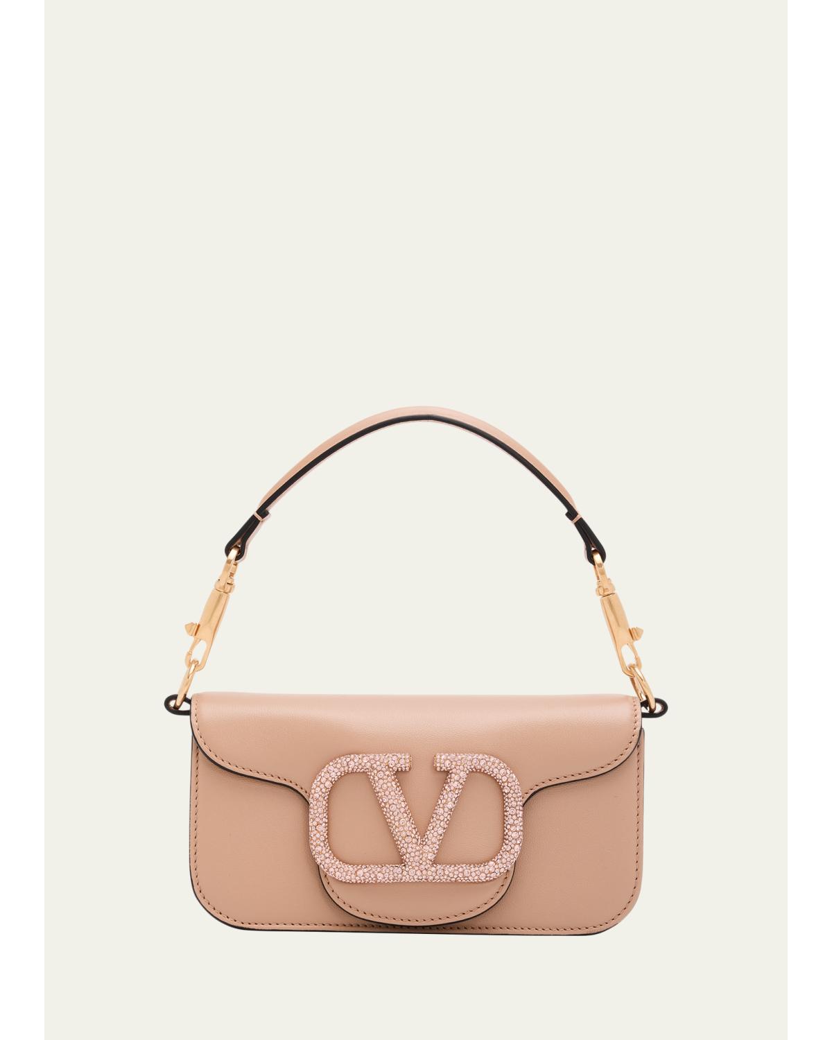 Loco Small Leather Top-Handle Bag with Jewel VLogo