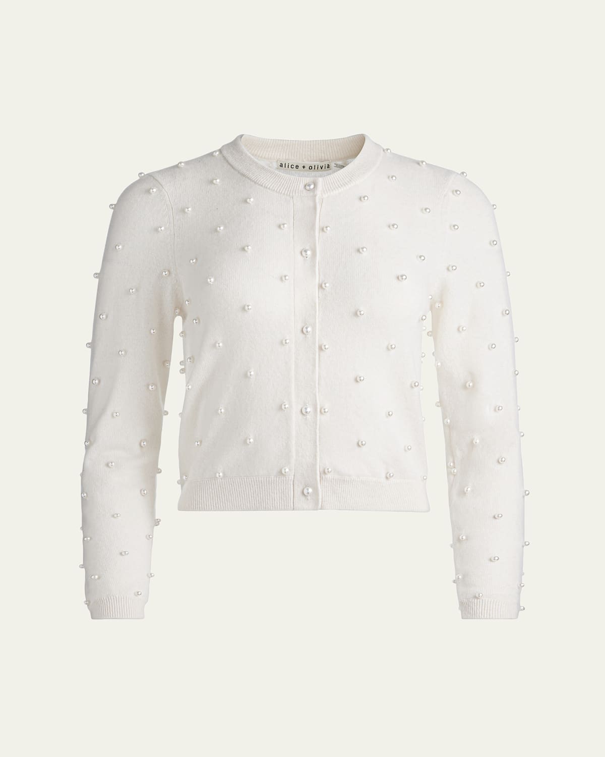 Alice And Olivia Dollie Embellished Cardigan In White