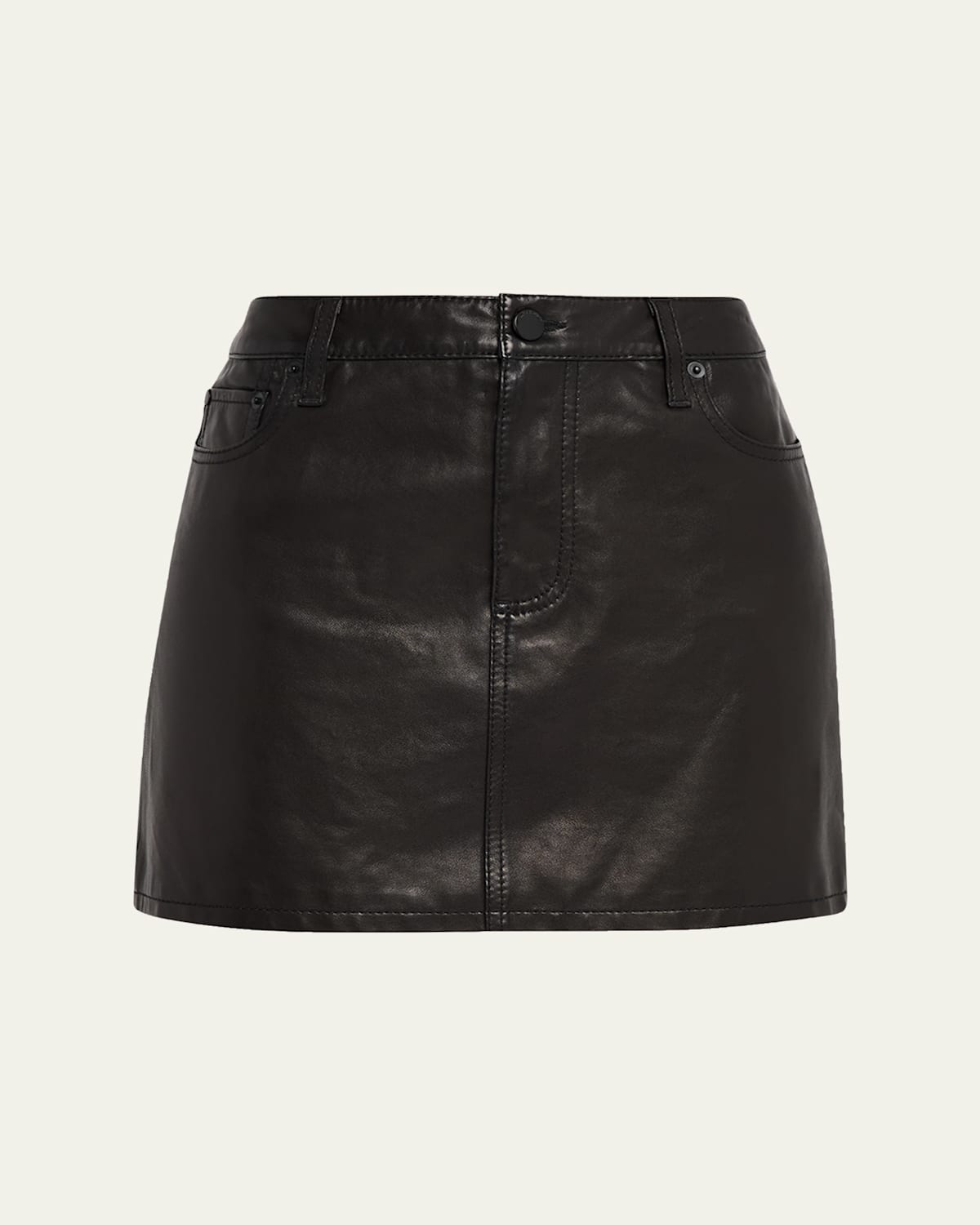 Alice And Olivia Joss Leather Mini Skirt In Black