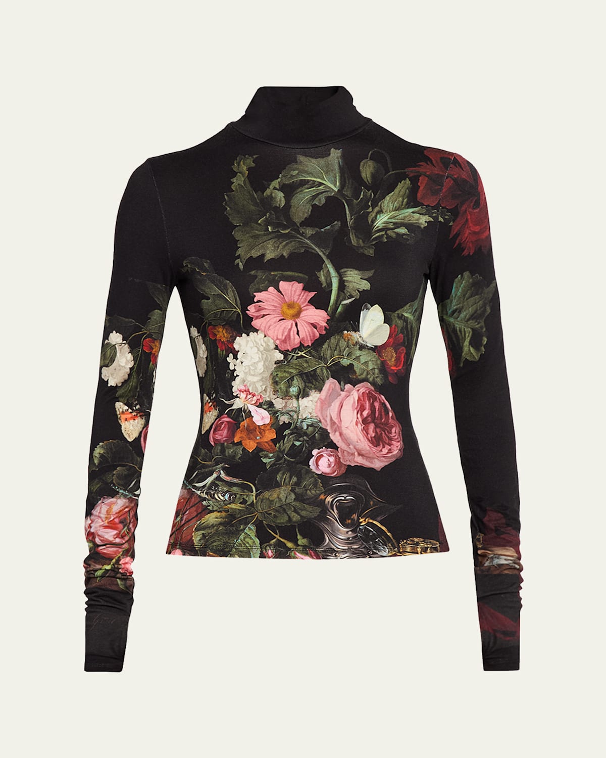 Alice And Olivia Delaina Long-sleeve Turtleneck Top In Multi