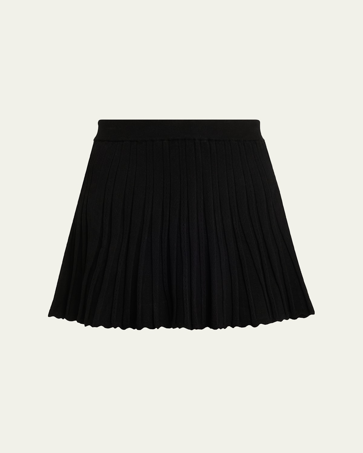 Loveshackfancy Willany Pleated Mini Skirt In Black