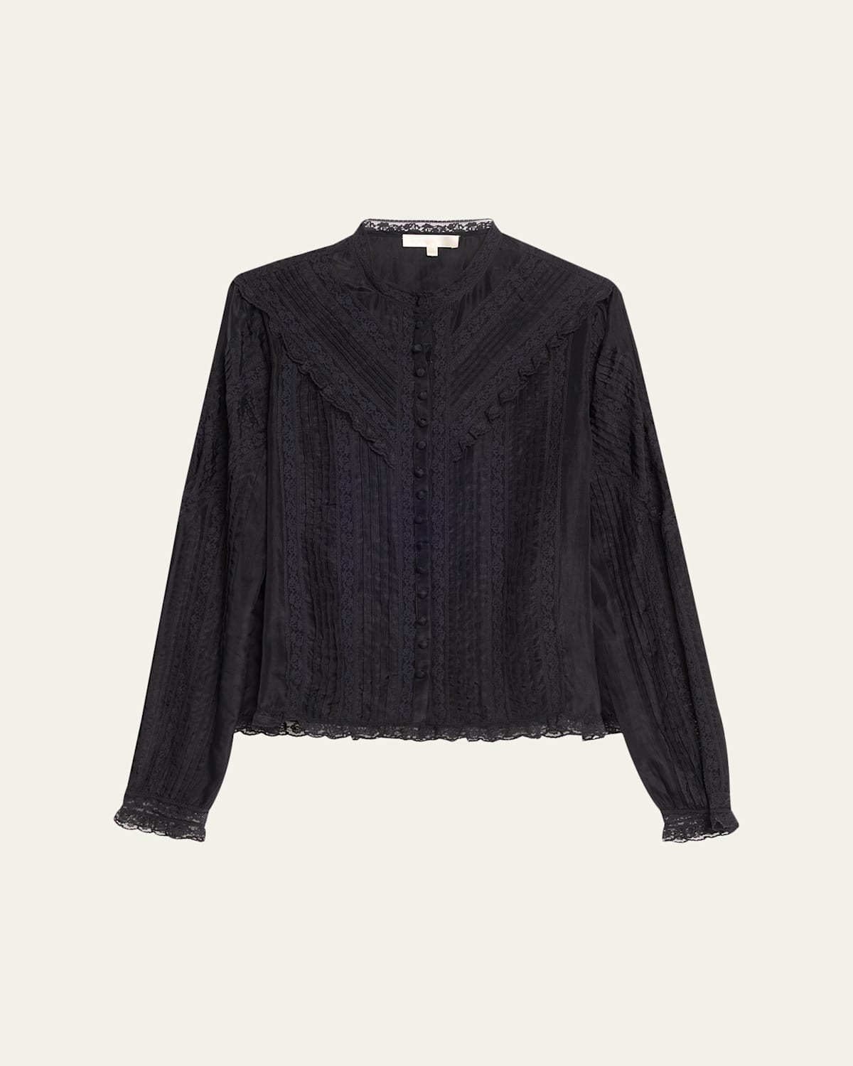 Loveshackfancy Aralina Silk Blouse In Black