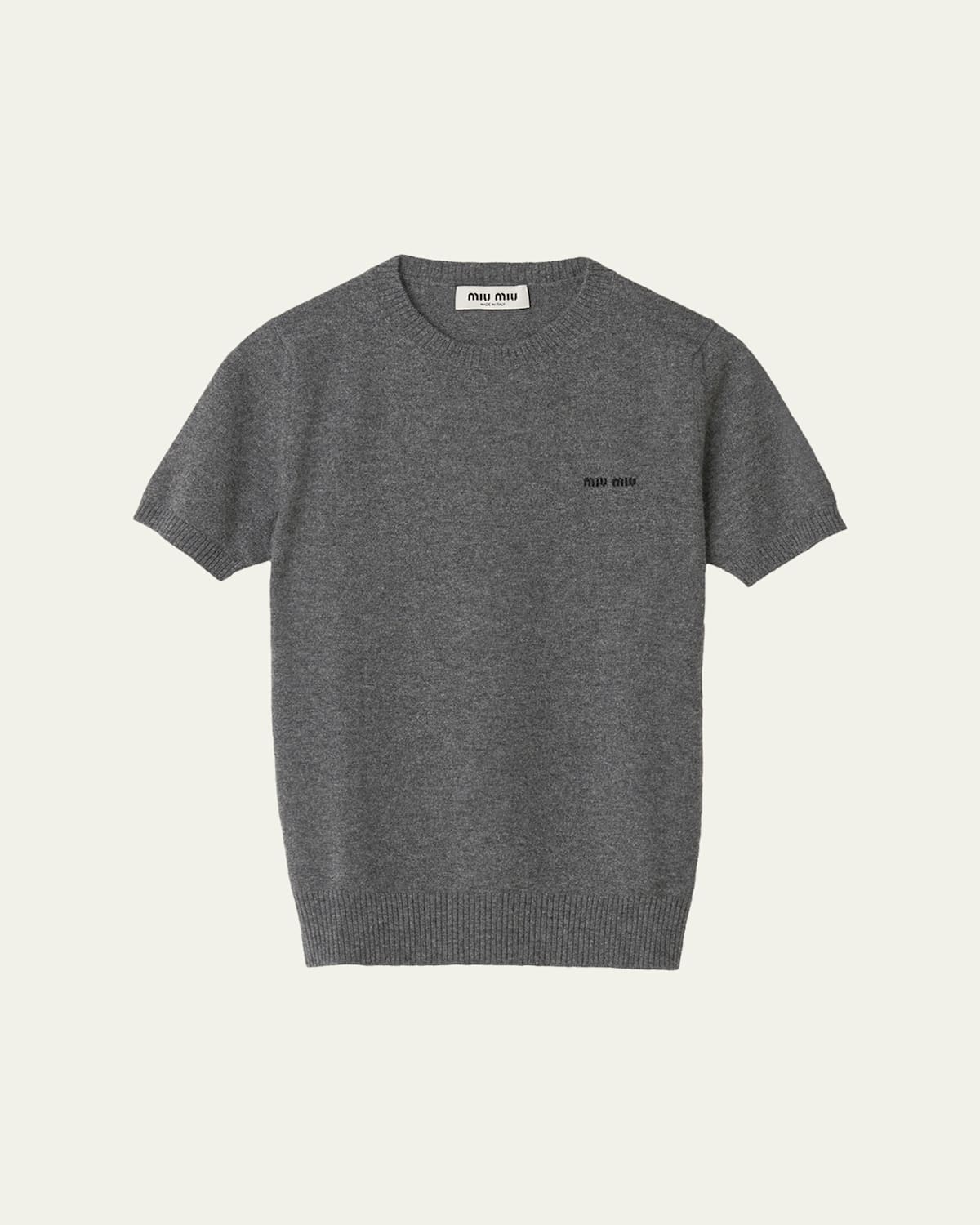 Miu Miu Cashmere Short-sleeve Sweater In Gray