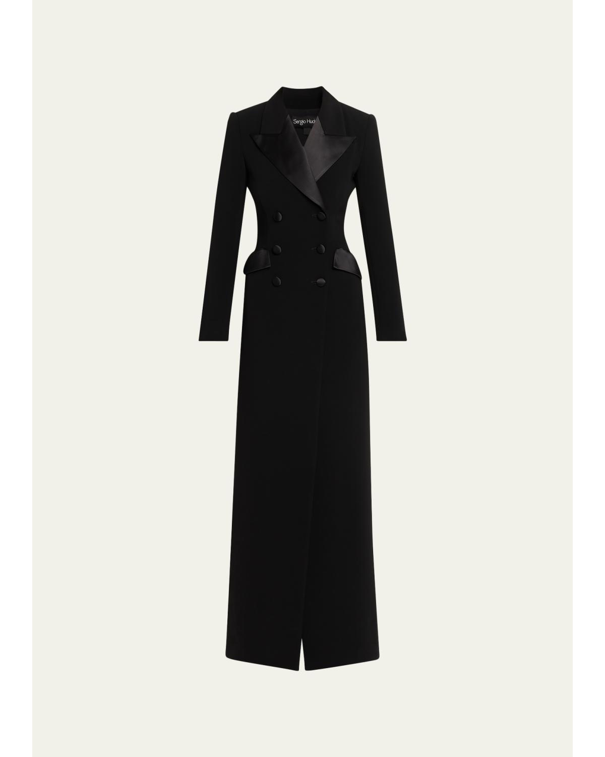 Double-Breasted Satin-Lapel Coat