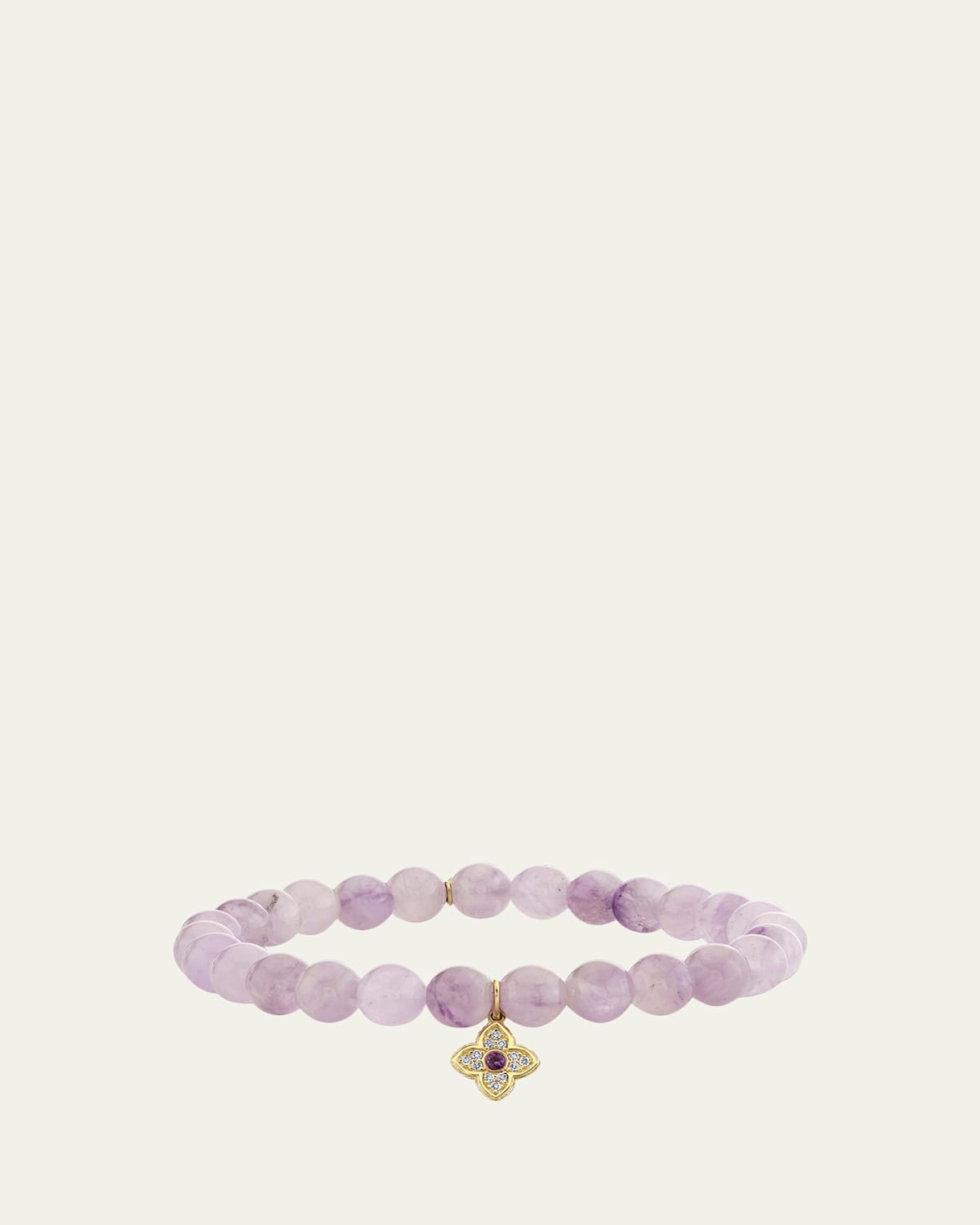 Sydney Evan 14K Gold Diamond Moroccan Flower on Amethyst Bracelet
