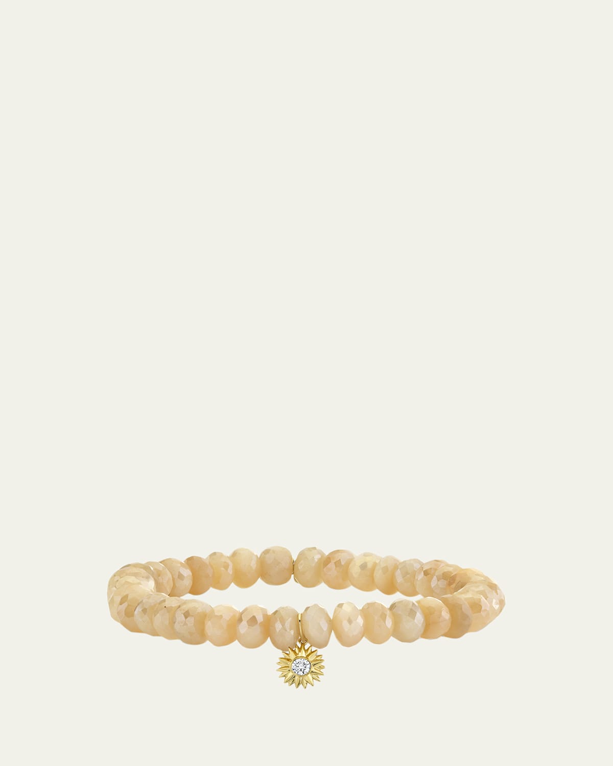 Sydney Evan 14K Gold Diamond Sunburst on Mystic Sand Moonstone Bracelet