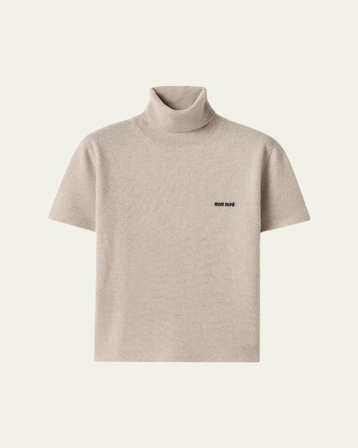 Miu Miu Sandy Colored Turtleneck Sweater In Cashmere In Neutral