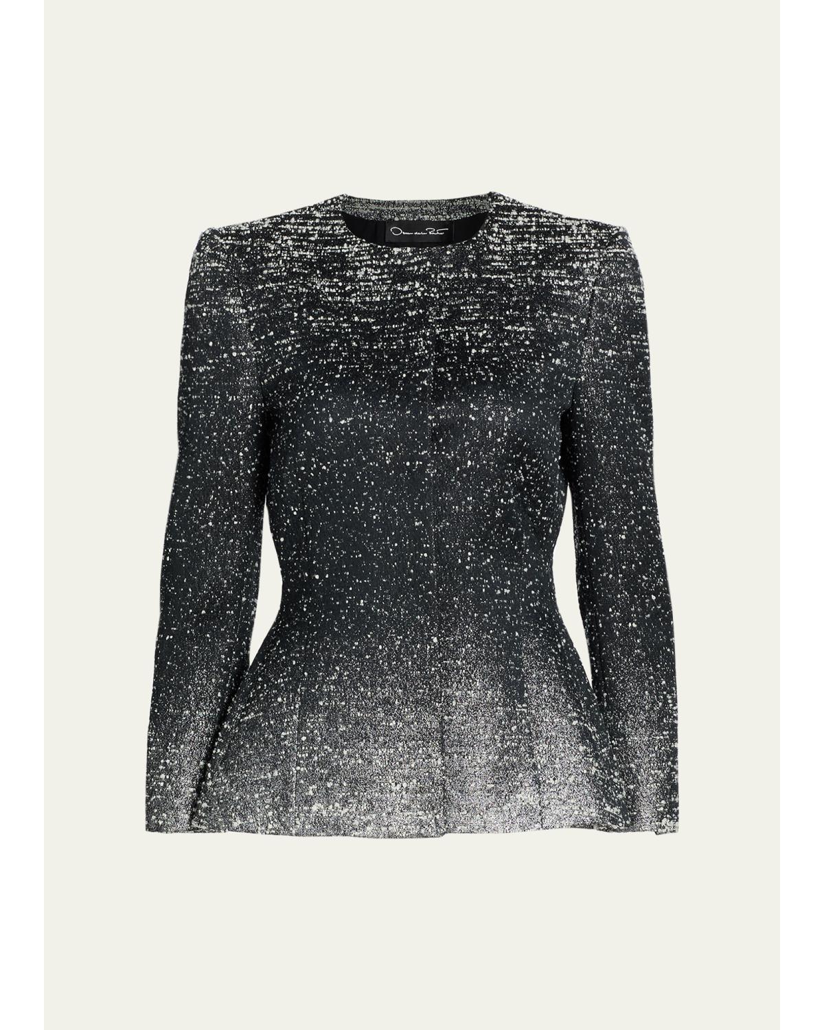Ombre Metallic Boucle Jacquard Single-Breasted Jacket