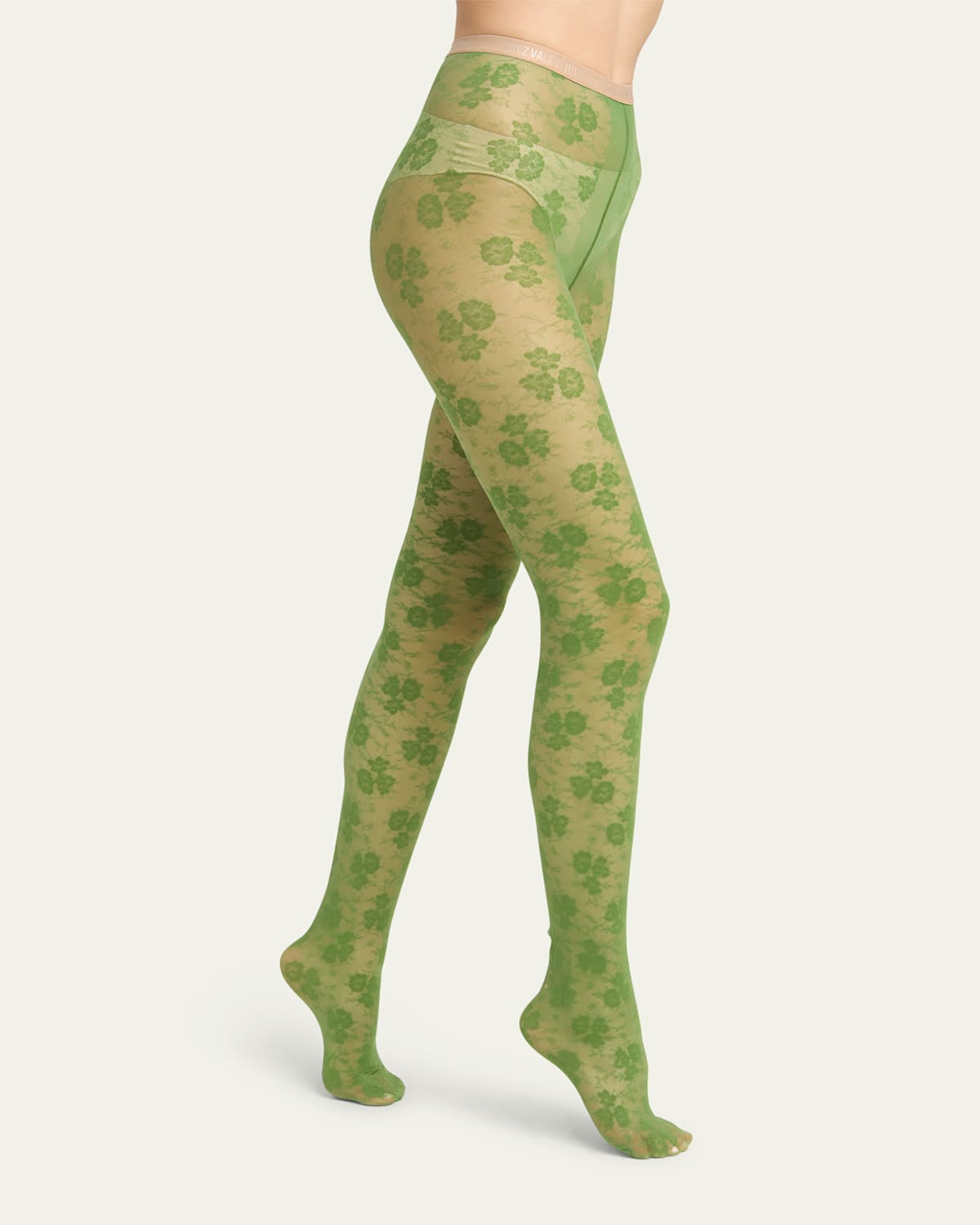 Valentino Floral Lace Tights In Multi