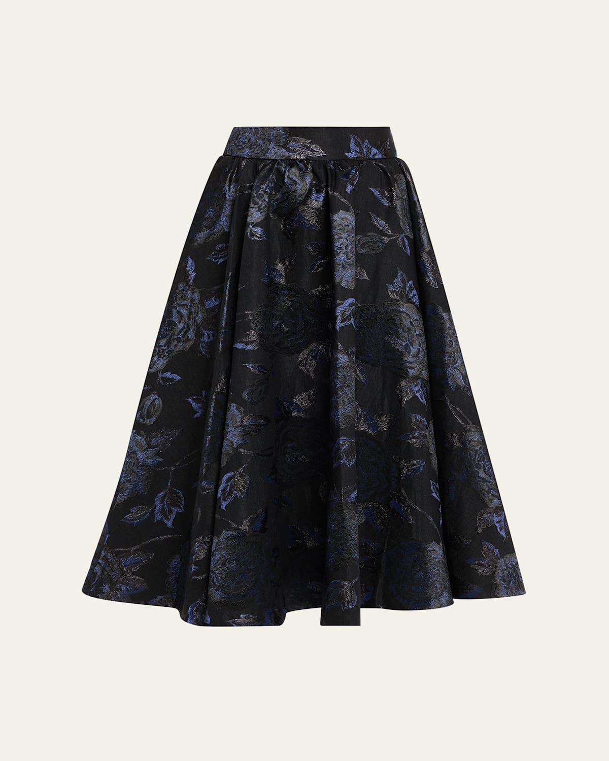 Alice And Olivia Nilda Voluminous Floral Jacquard Midi Skirt In Black