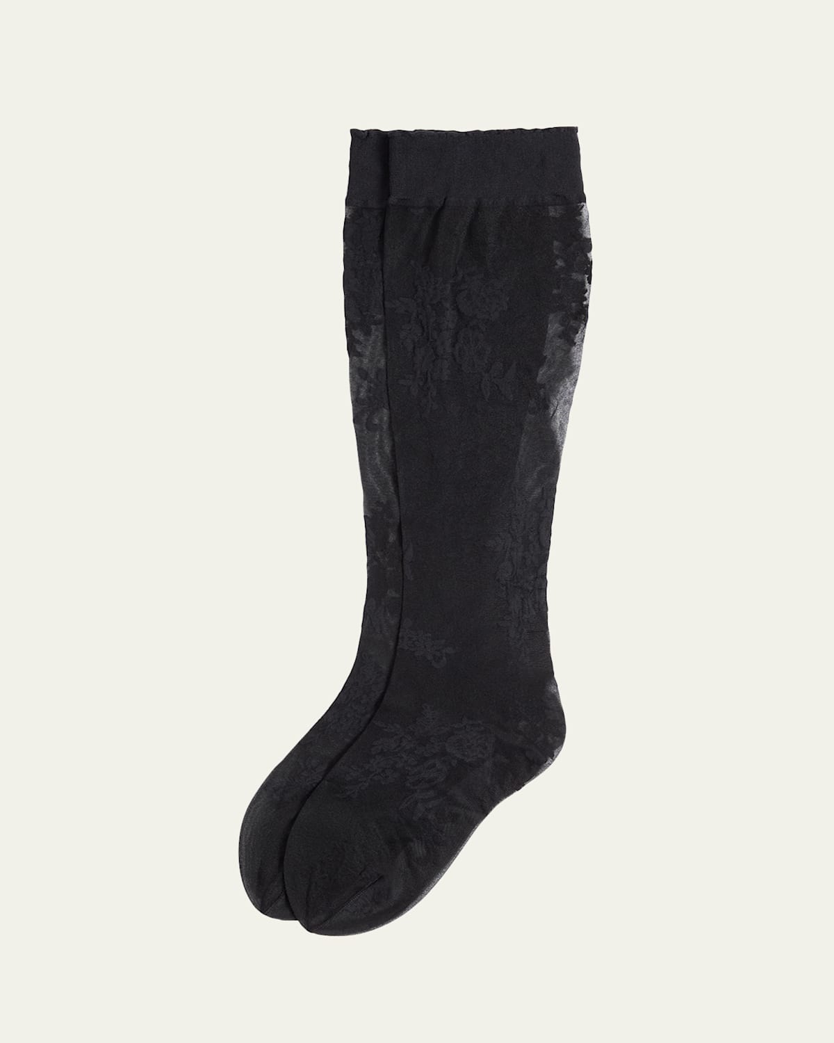 Valentino Floral Lace Knee-high Socks In Animal Print