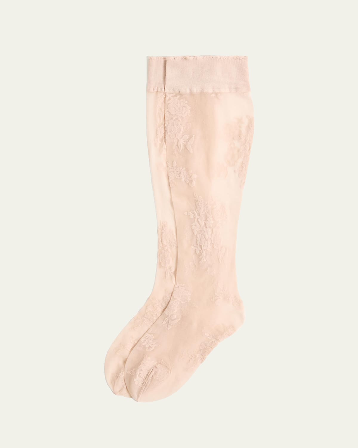 Valentino Floral Lace Knee-high Socks In Animal Print