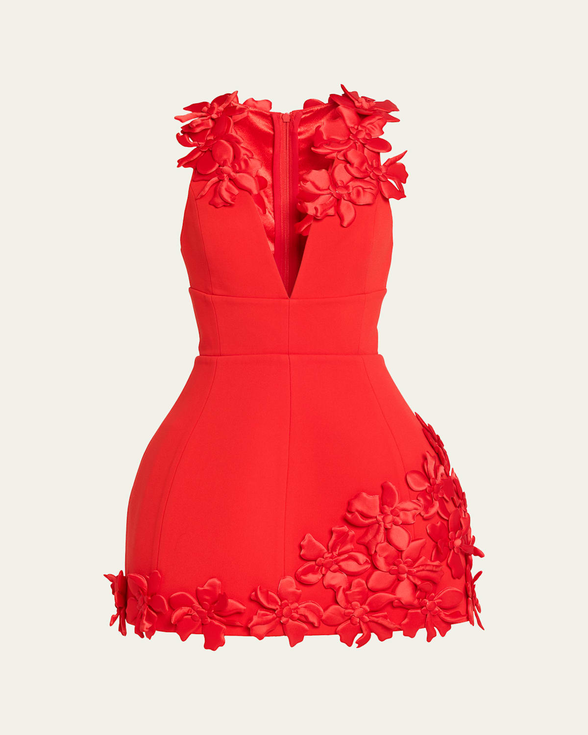 Bronx And Banco Estelle Floral Appliqué Fit & Flare Mini Dress In Red