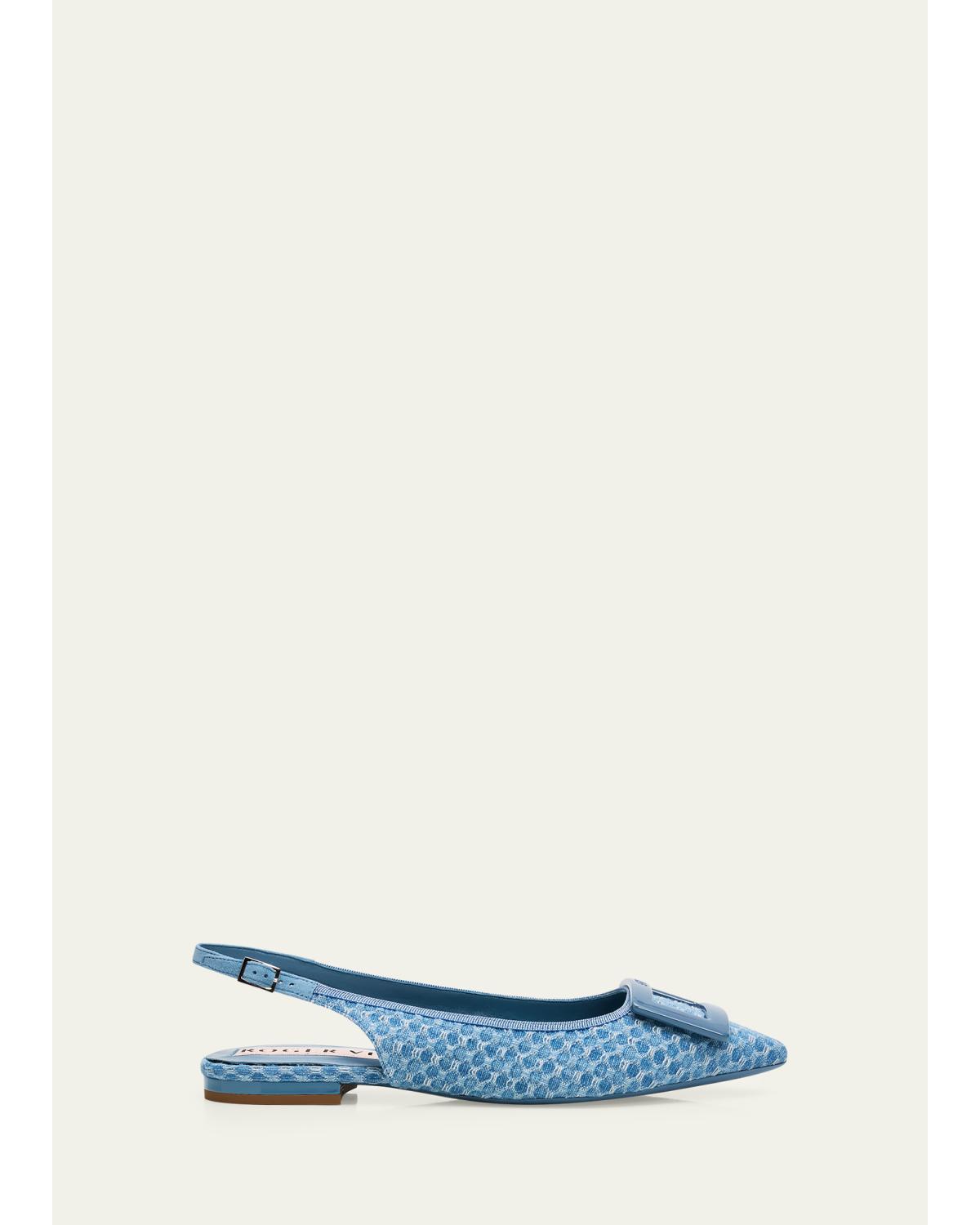Gommettine Denim Slingback Flats
