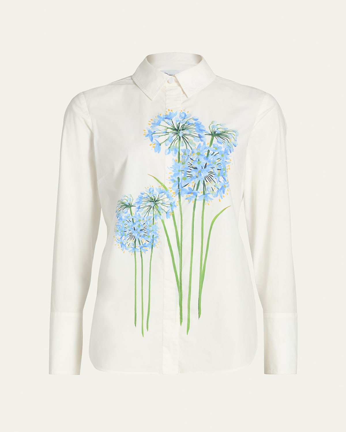 Oscar De La Renta Allium-print Cotton Stretch Button-down Shirt In Multi