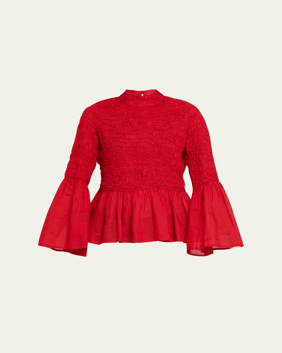 Sea Imogen Smocked Bell-sleeve Blouse In Red