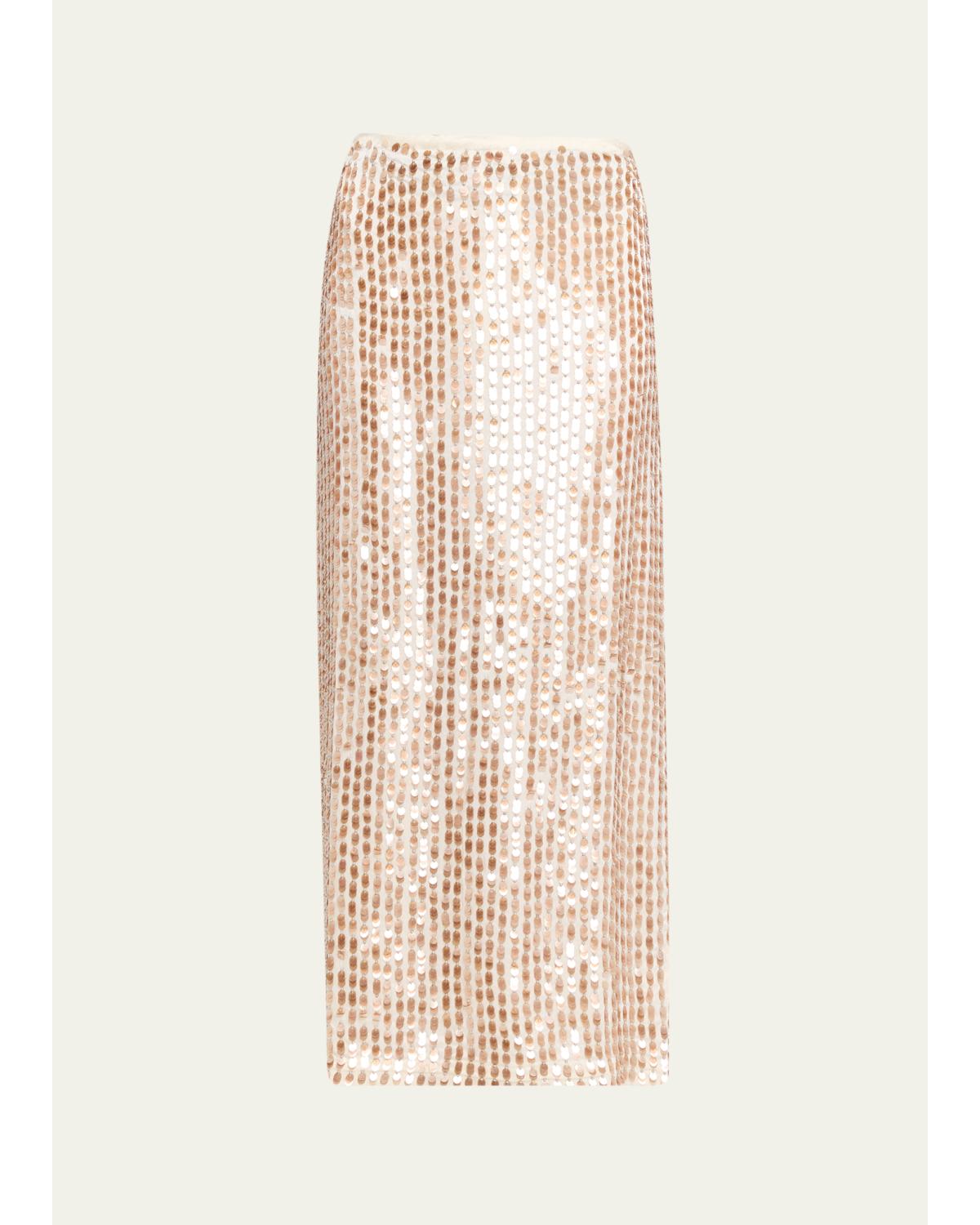 Sequined Silk Maxi Skirt