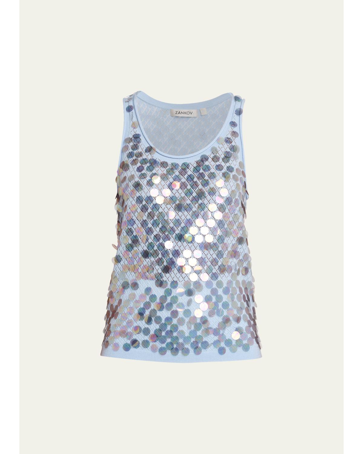 Sequined Cashmere-Wool Tank Top