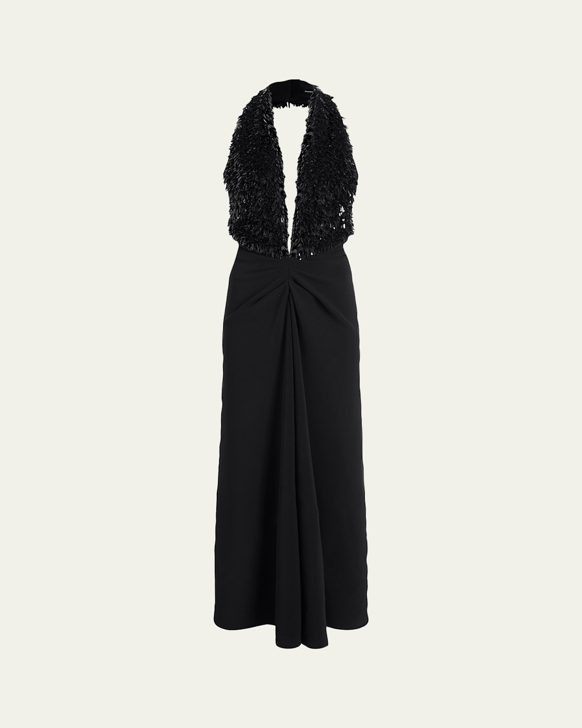 Proenza Schouler Moira Embroidered Compact Crepe Plunge-neck Dress In Black