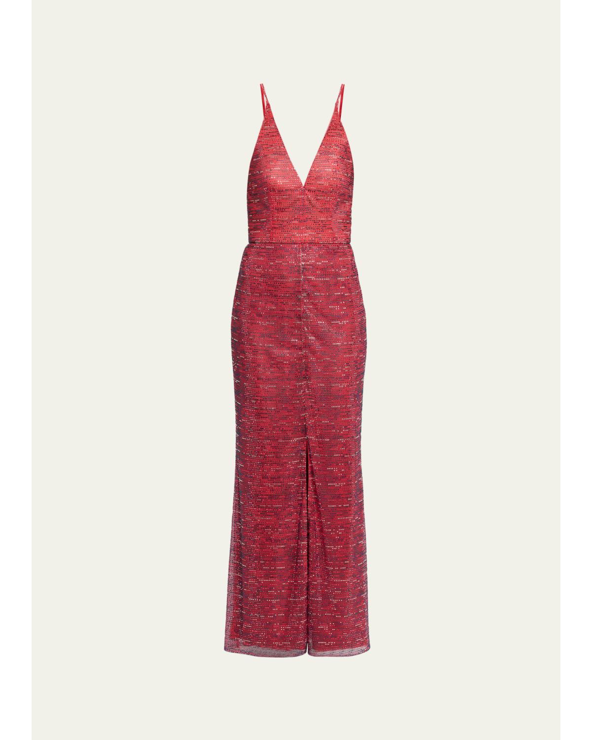 Backless Rhinestone Maxi Dress